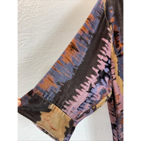 Johnny Was Velvet Kimono Cardigan size LG Water color colorfull 3/4 sleeve silk‎ - Picture 2 of 10